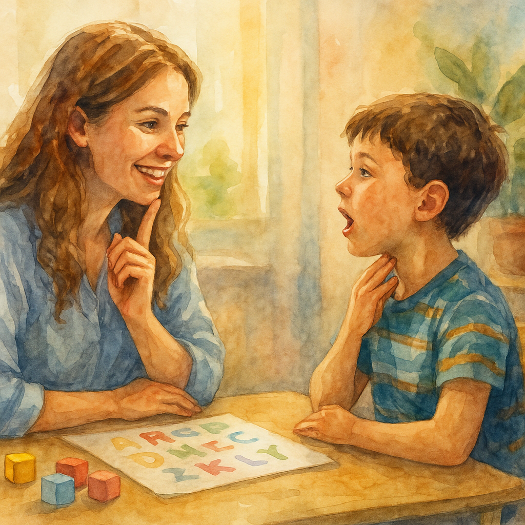 گفتاردرمانی امارات/ جلسه گفتاردرمانی کودک با حضور گفتاردرمانگر – سبک نقاشی آبرنگی