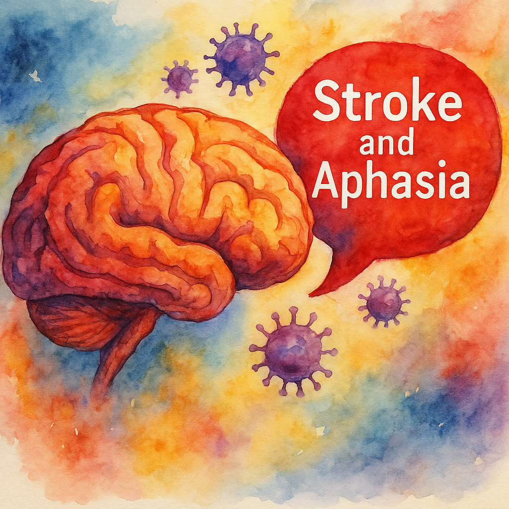 گفتاردرمانی در سکته مغزی و آفازی | تصویر آبرنگی مغز آسیب‌دیده همراه با گفتار مختل‌شده
