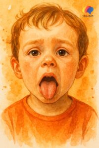 گفتاردرمانی چسبندگی زبان در دبی، کودک مبتلا به چسبندگی زبان که نمیتواند زبان را به سمت بالا حرکت دهد | گفتاردرمانی چسبندگی زبان در دبی