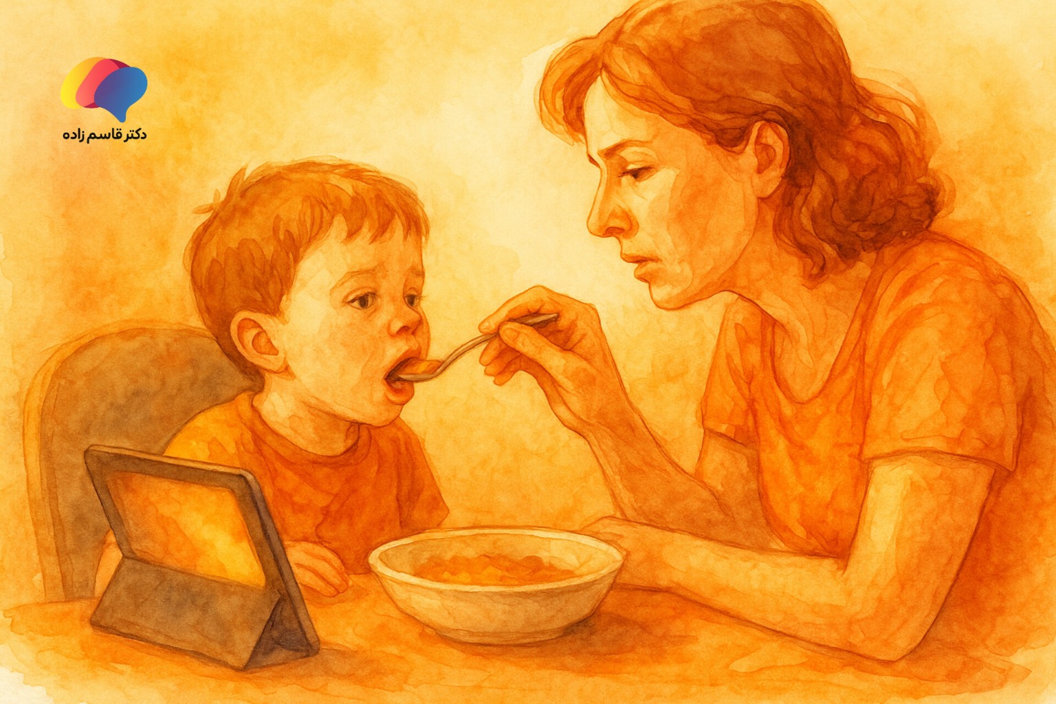 حمایت بیش از حد مادران و تأخیر رشدی کودک هنگام غذا دادن با تبلت
